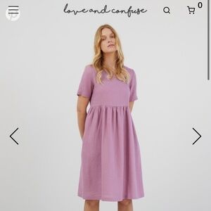 Love and Confuse: Linen Lavender Medium Dress